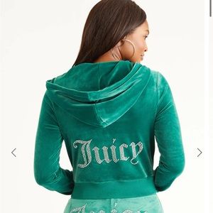 OG Big Bling Velour hoodie in size small in jade green